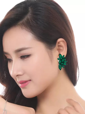Valentine Gifts : YouBella Fashion Jewellery Stylish Fancy Party Wear Earrings for Girls and Women (Green)
