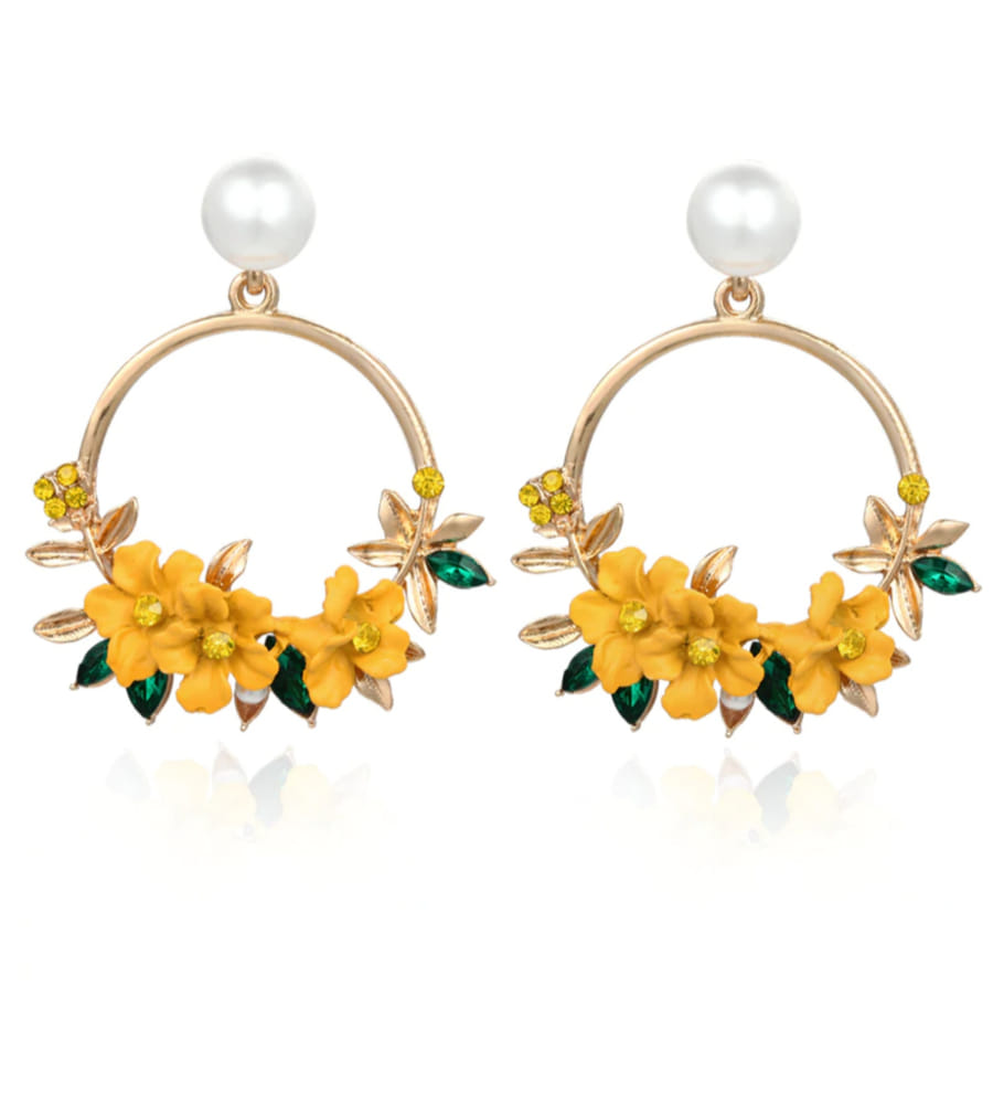 YouBella Jewellery Ear rings for women Floral Resin Earrings for Girls and Women (Yellow)
