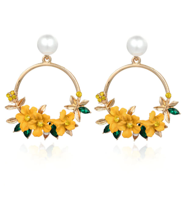 YouBella Jewellery Ear rings for women Floral Resin Earrings for Girls and Women (Yellow)