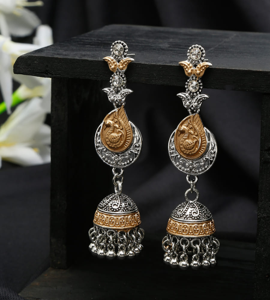 YouBella Jewellery Oxidised Silver Jhumka/Jhumki Earrings for Girls and Women (Silver) (Style 1)