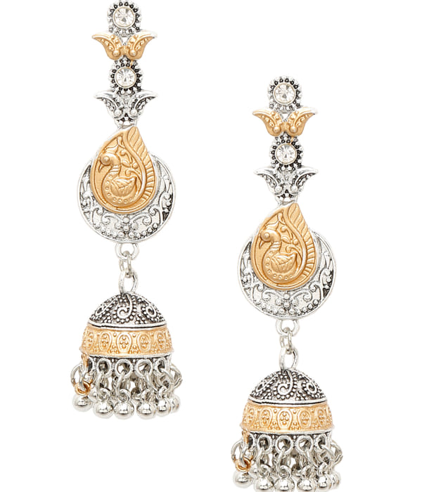 YouBella Jewellery Oxidised Silver Jhumka/Jhumki Earrings for Girls and Women (Silver) (Style 1)