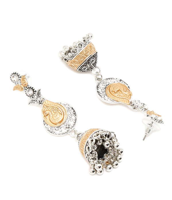 YouBella Jewellery Oxidised Silver Jhumka/Jhumki Earrings for Girls and Women (Silver) (Style 1)