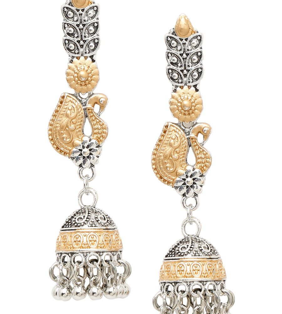 YouBella Jewellery Oxidised Silver Jhumka/Jhumki Earrings for Girls and Women (Silver) (Style 4)