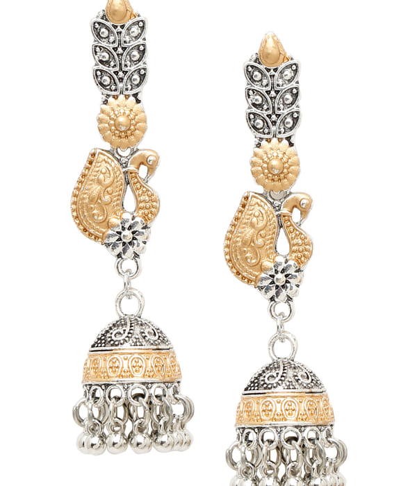 YouBella Jewellery Oxidised Silver Jhumka/Jhumki Earrings for Girls and Women (Silver) (Style 4)