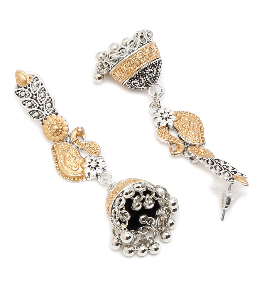 YouBella Jewellery Oxidised Silver Jhumka/Jhumki Earrings for Girls and Women (Silver) (Style 4)