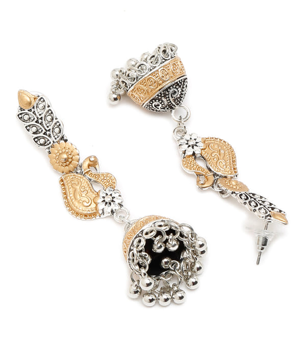 YouBella Jewellery Oxidised Silver Jhumka/Jhumki Earrings for Girls and Women (Silver) (Style 4)