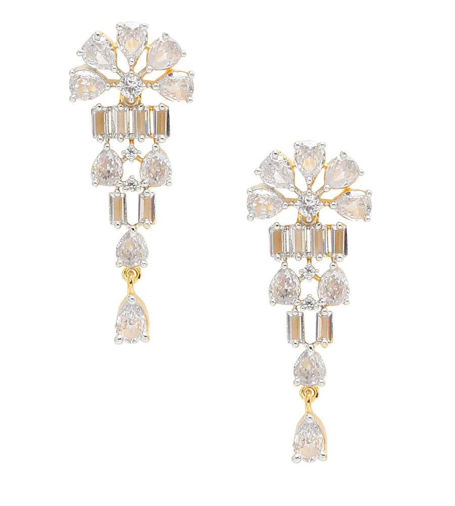YouBella Jewellery Celebrity Inspired American Diamond Studded Necklace Jewellery Set with Earrings for Girls and Women (Gold) (YBNK_50543)