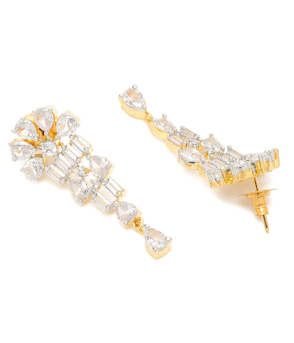 YouBella Jewellery Celebrity Inspired American Diamond Studded Necklace Jewellery Set with Earrings for Girls and Women (Gold) (YBNK_50543)