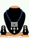 YouBella American Diamond Gold Plated Exclusive Necklace Set/Jewellery Set with Earrings for Girls and Women (Blue)