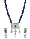 YouBella American Diamond Gold Plated Exclusive Necklace Set/Jewellery Set with Earrings for Girls and Women (Blue)