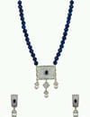 YouBella American Diamond Gold Plated Exclusive Necklace Set/Jewellery Set with Earrings for Girls and Women (Blue)