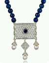 YouBella American Diamond Gold Plated Exclusive Necklace Set/Jewellery Set with Earrings for Girls and Women (Blue)