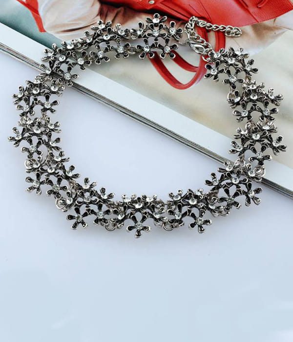 YouBella Jewellery for Women Silver Plated Statement Choker Necklace Jewellery for Girls/Women