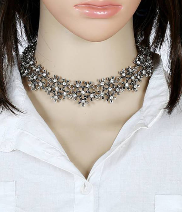 YouBella Jewellery for Women Silver Plated Statement Choker Necklace Jewellery for Girls/Women