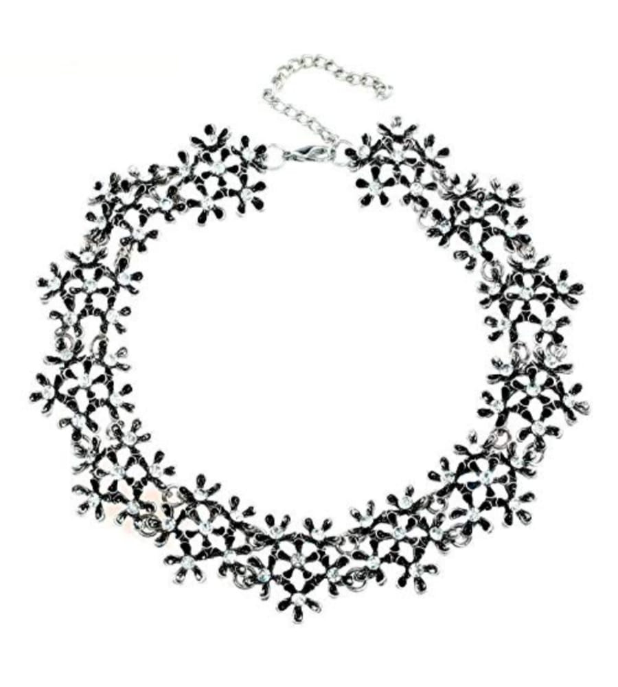 YouBella Jewellery for Women Silver Plated Statement Choker Necklace Jewellery for Girls/Women