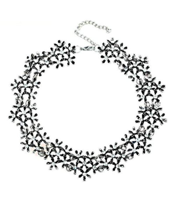 YouBella Jewellery for Women Silver Plated Statement Choker Necklace Jewellery for Girls/Women