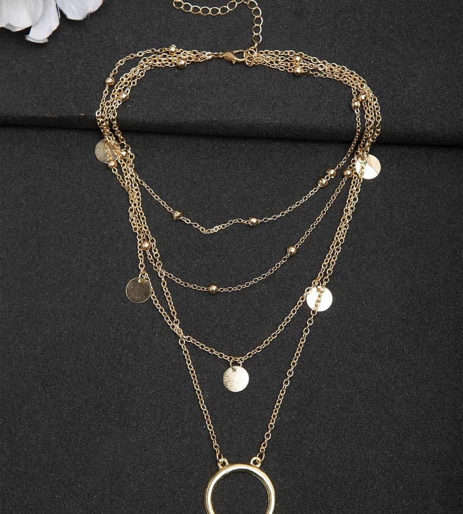 YouBella Stylish Jewellery Layered Gold Plated Multi Strand Necklace for Women (Golden, YBNK_5799)