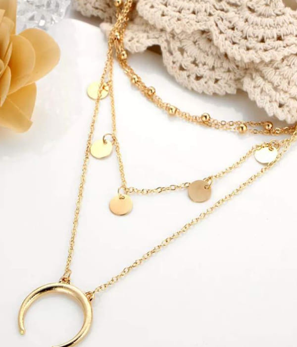 YouBella Stylish Jewellery Layered Gold Plated Multi Strand Necklace for Women (Golden, YBNK_5799)