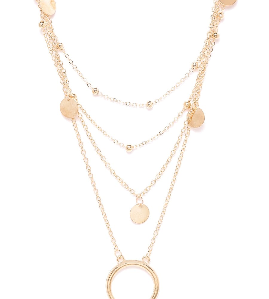 YouBella Stylish Jewellery Layered Gold Plated Multi Strand Necklace for Women (Golden, YBNK_5799)