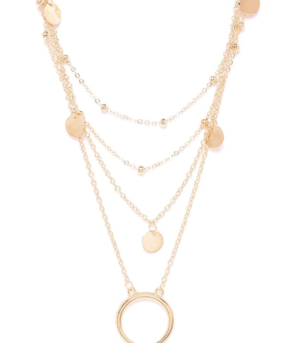 YouBella Stylish Jewellery Layered Gold Plated Multi Strand Necklace for Women (Golden, YBNK_5799)