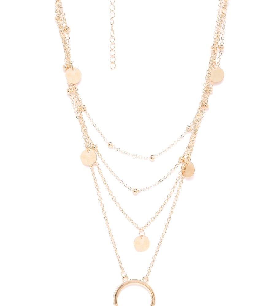 YouBella Stylish Jewellery Layered Gold Plated Multi Strand Necklace for Women (Golden, YBNK_5799)