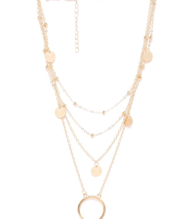 YouBella Stylish Jewellery Layered Gold Plated Multi Strand Necklace for Women (Golden, YBNK_5799)
