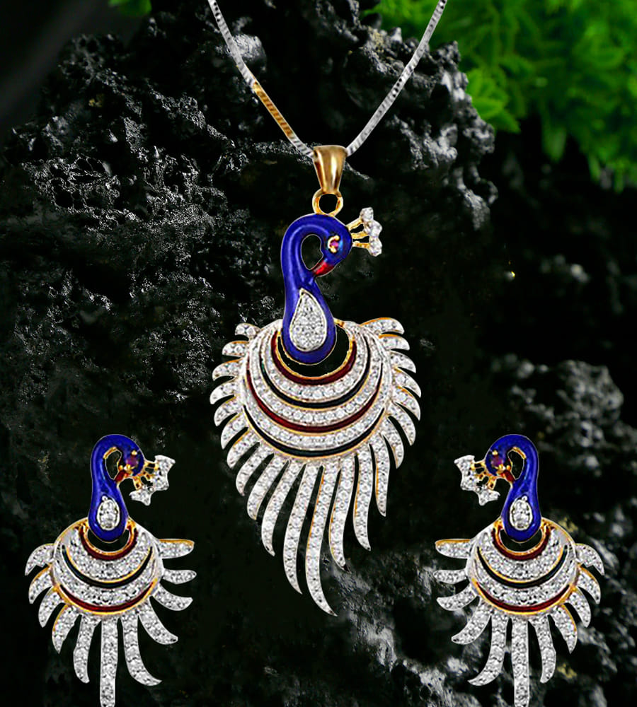 YouBella Stylish Party Wear Jewellery Gold Plated and American Diamond Jewellery Set for Women (Multi-Colour)(YBPD_49_FON)