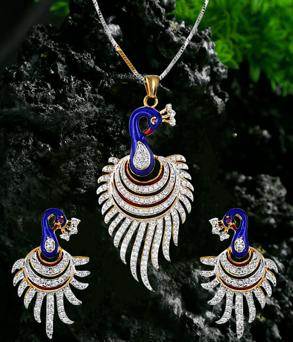 YouBella Stylish Party Wear Jewellery Gold Plated and American Diamond Jewellery Set for Women (Multi-Colour)(YBPD_49_FON)