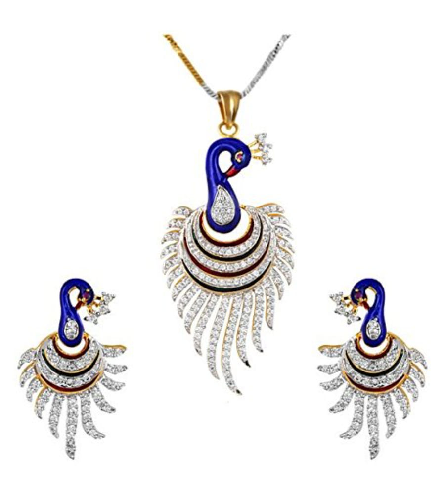 YouBella Stylish Party Wear Jewellery Gold Plated and American Diamond Jewellery Set for Women (Multi-Colour)(YBPD_49_FON)