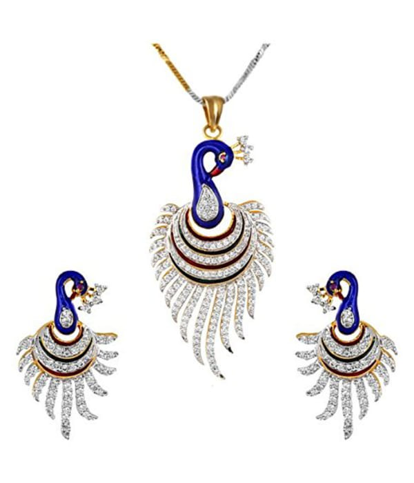 YouBella Stylish Party Wear Jewellery Gold Plated and American Diamond Jewellery Set for Women (Multi-Colour)(YBPD_49_FON)