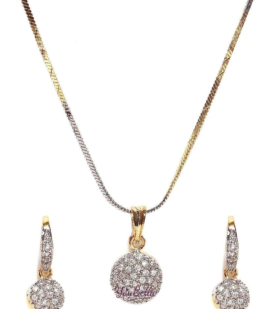 YouBella American Diamond Gold Plated Jewellery Necklace for Girls Fashion Pendant Set/Necklace Set with Earrings for Girls and Women : Best Rakhi Gift Jewellery
