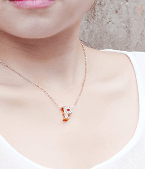 Valentine Gifts :YouBella Jewellery Alphabet Letter P Unisex Pendant/Necklace for Women/Girls/Boys/Men (Gold)