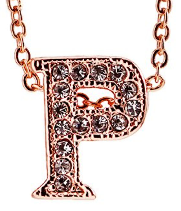Valentine Gifts :YouBella Jewellery Alphabet Letter P Unisex Pendant/Necklace for Women/Girls/Boys/Men (Gold)