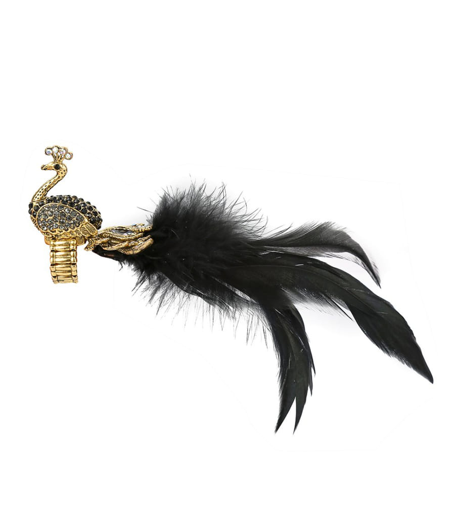 Valentine Gifts for Girls : YouBella Jewellery Designer Peacock Feather Adjustable Ring for Girls and Women (Black)