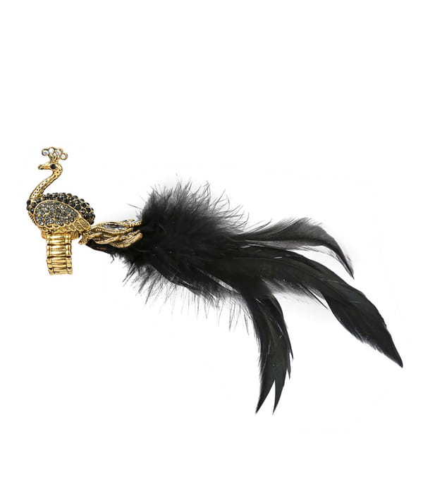 Valentine Gifts for Girls : YouBella Jewellery Designer Peacock Feather Adjustable Ring for Girls and Women (Black)