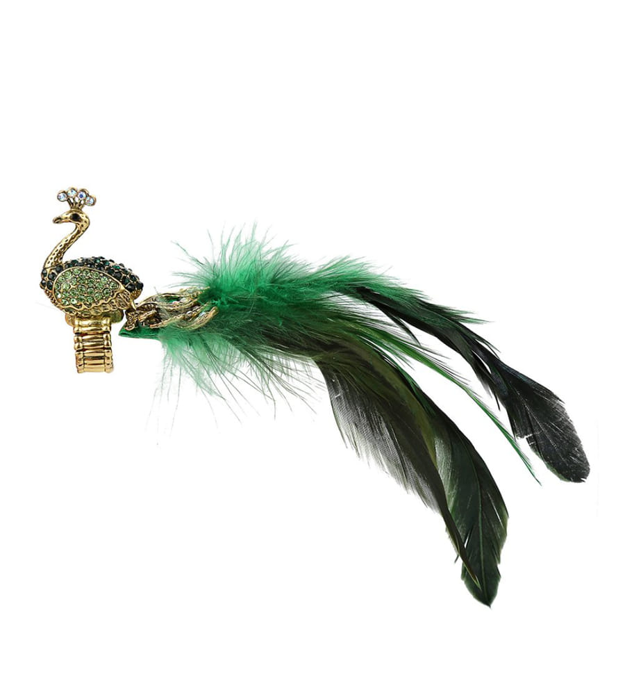 Valentine Gifts for Girls : YouBella Jewellery Designer Peacock Feather Adjustable Ring for Girls and Women (Green)