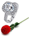 YouBella Valentine Gifts Rose Box with Crystal Ring Silver Plated Ring for Men (Silver and Red) (YBRG_20082)