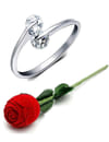 YouBella Valentine Gifts Rose Box with Crystal Ring Silver Plated Ring for Men (Silver and Red) (YBRG_20083)
