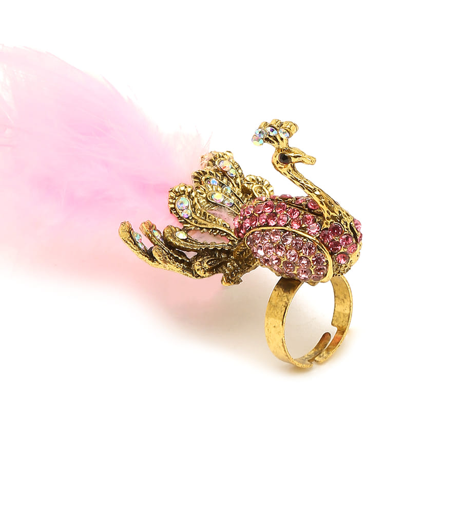 YouBella Women Fashion Stylish and Trendy  Jewellery Peacock Design Finger Ring for Women and Girls