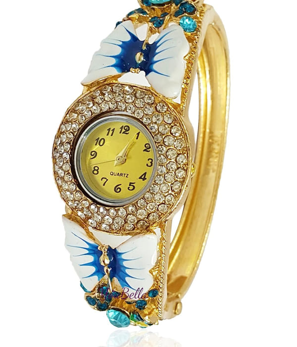 YouBella Luxury alloy 18k Rose Gold Bangle WatchMulticolour Bracelet Jewellery for Women