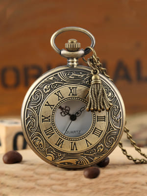 YouBella Pocket Watch Pendant with Chain for Husband Unique Memorable Gift Dual Purpose Stainless Steel Clock for Men (YBWATCH_0033)