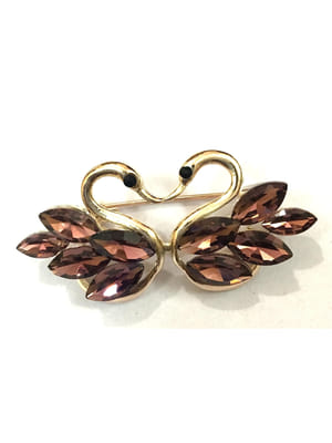 Valentine Gifts:YouBella Jewellery Valentine Collection Cute Couple Swan Unisex Brooch for Men/Women/Girls (Dark-Brown)