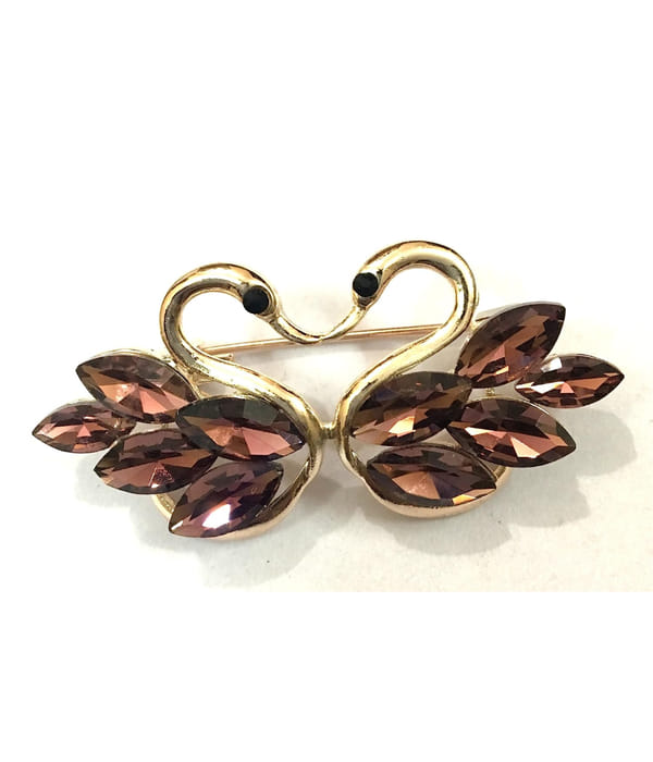 Valentine Gifts:YouBella Jewellery Valentine Collection Cute Couple Swan Unisex Brooch for Men/Women/Girls (Dark-Brown)