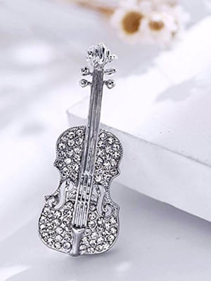 Best Valentine Gifts : YouBella  Collection Musical Guitar Brooch for Men and Women/Girls (Silver)