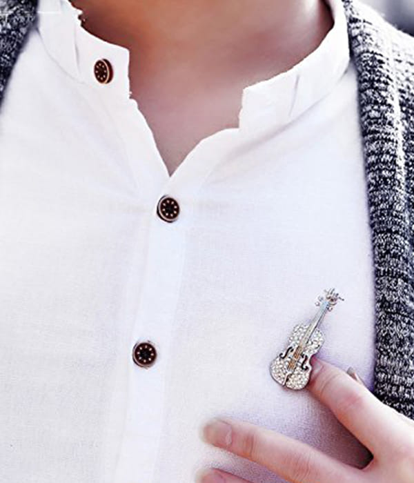 Best Valentine Gifts : YouBella Gracias Collection Musical Guitar Brooch for Men and Women/Girls (Silver)