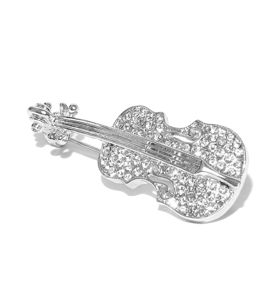 Best Valentine Gifts : YouBella Gracias Collection Musical Guitar Brooch for Men and Women/Girls (Silver)