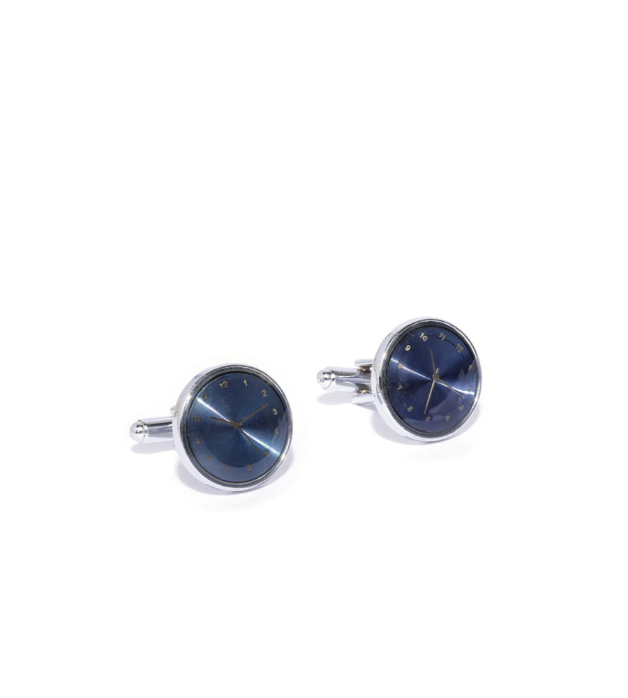 YouBella Jewellery Silver Plated Watch Style Formal Cuff Links Cufflinks Set for Men