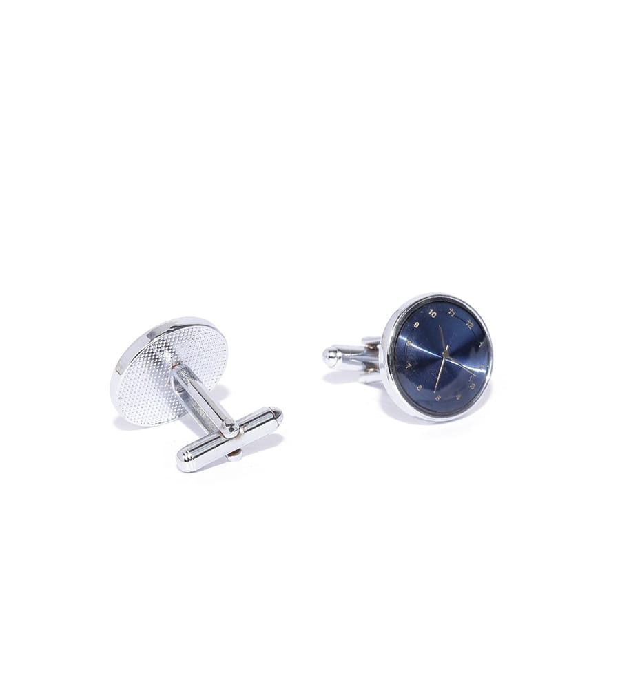 YouBella Jewellery Silver Plated Watch Style Formal Cuff Links Cufflinks Set for Men