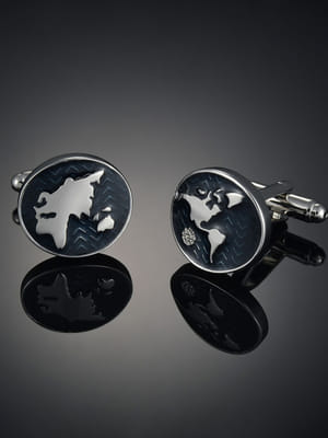 YouBella Jewellery World Map Blue Cufflink for Men and Boys, Gifts for Men and Boys