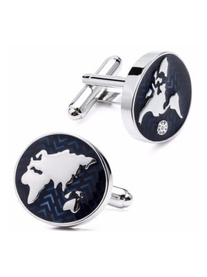 YouBella Jewellery World Map Blue Cufflink for Men and Boys, Gifts for Men and Boys